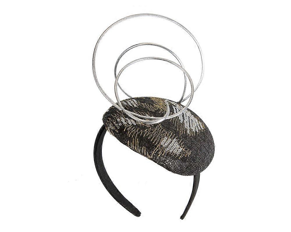 Bespoke designers black & silver fascinator S183BS