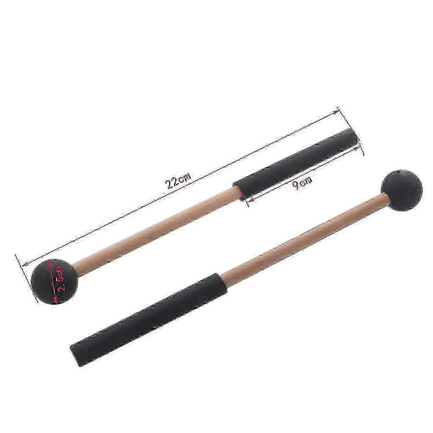 Tongue Drum Mallets, Soft Rubber Head, Wood Handle, For Drums,1 Pair