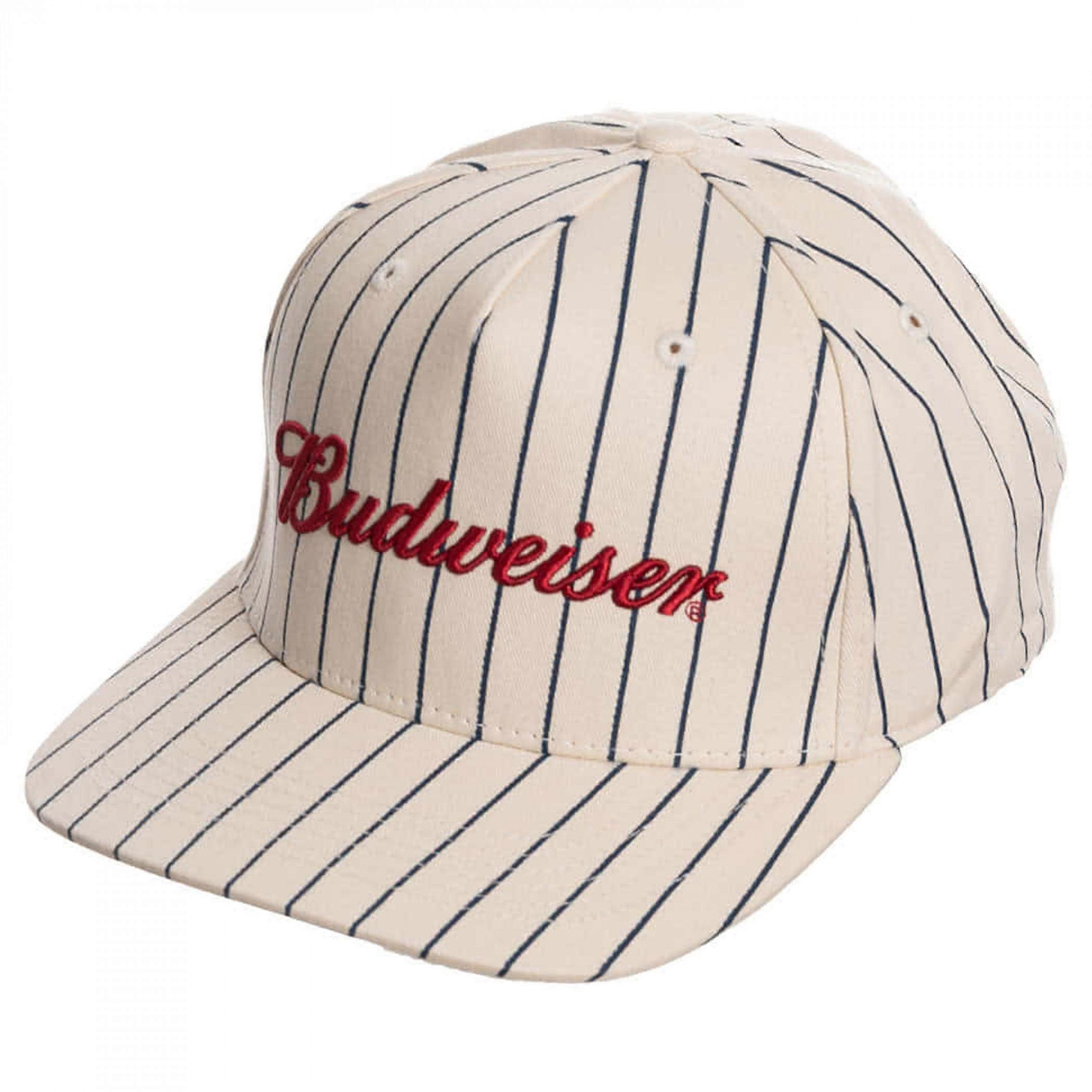 Budweiser Woven Logo Pinstripe Snapback Hat