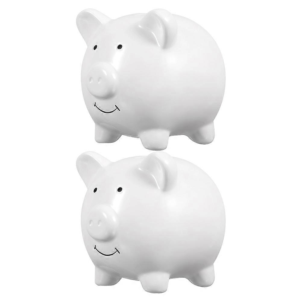 Ceramic Pig Saving Pot Creative Money Pot for Saving Coin 2Pcs