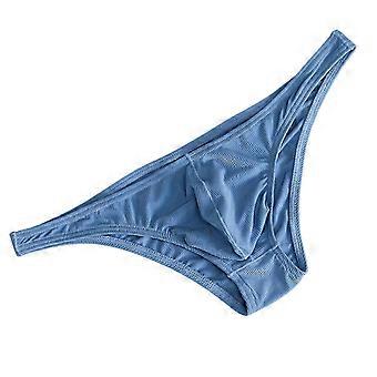 Men Briefs Ice Silk Thin Stripe Solid Color U Convex Inside Wearing Sexy Quick Dry Thong Panties Underpants