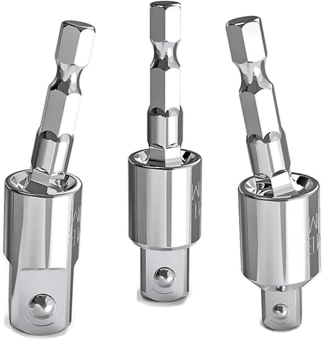3Pcs 1/4" 3/8" 1/2" Bits 360Rotatable,Impact Grade Socket Adapter/Extension Set