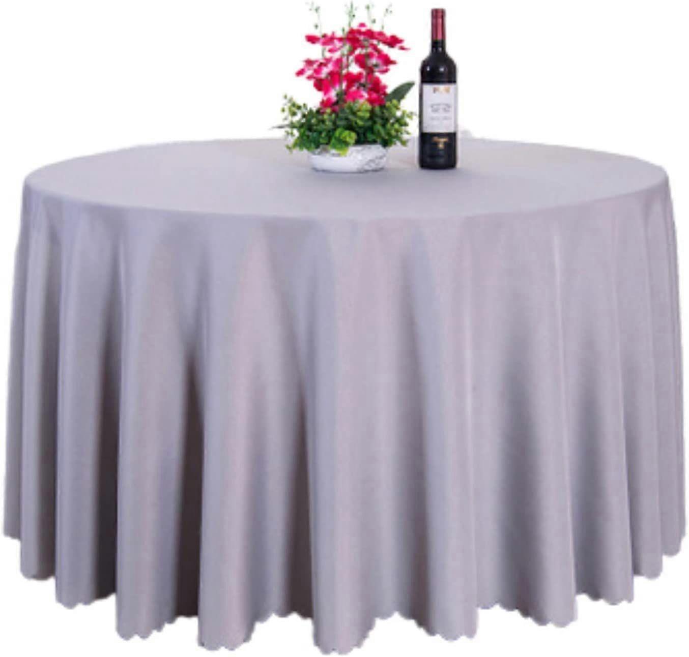 Round solid color polyester tablecloth Household tablecloth (silver grey)