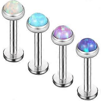 2mm 3mm 4mm opale ingioiellato internamente in acciaio inox Labret Monroe labbro anello Tragus Helix orecchino Stud 16G 5/16" 8mm 4PCS