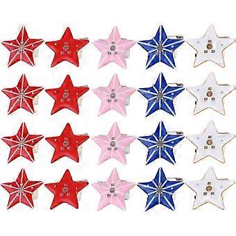 25pcs LED Brooches Pin Light Up Star Brooch Flashing Star Lapel Badges Glow in The Dark Party Favors Sweater Scarf Brooch for Valentines Day Christmas