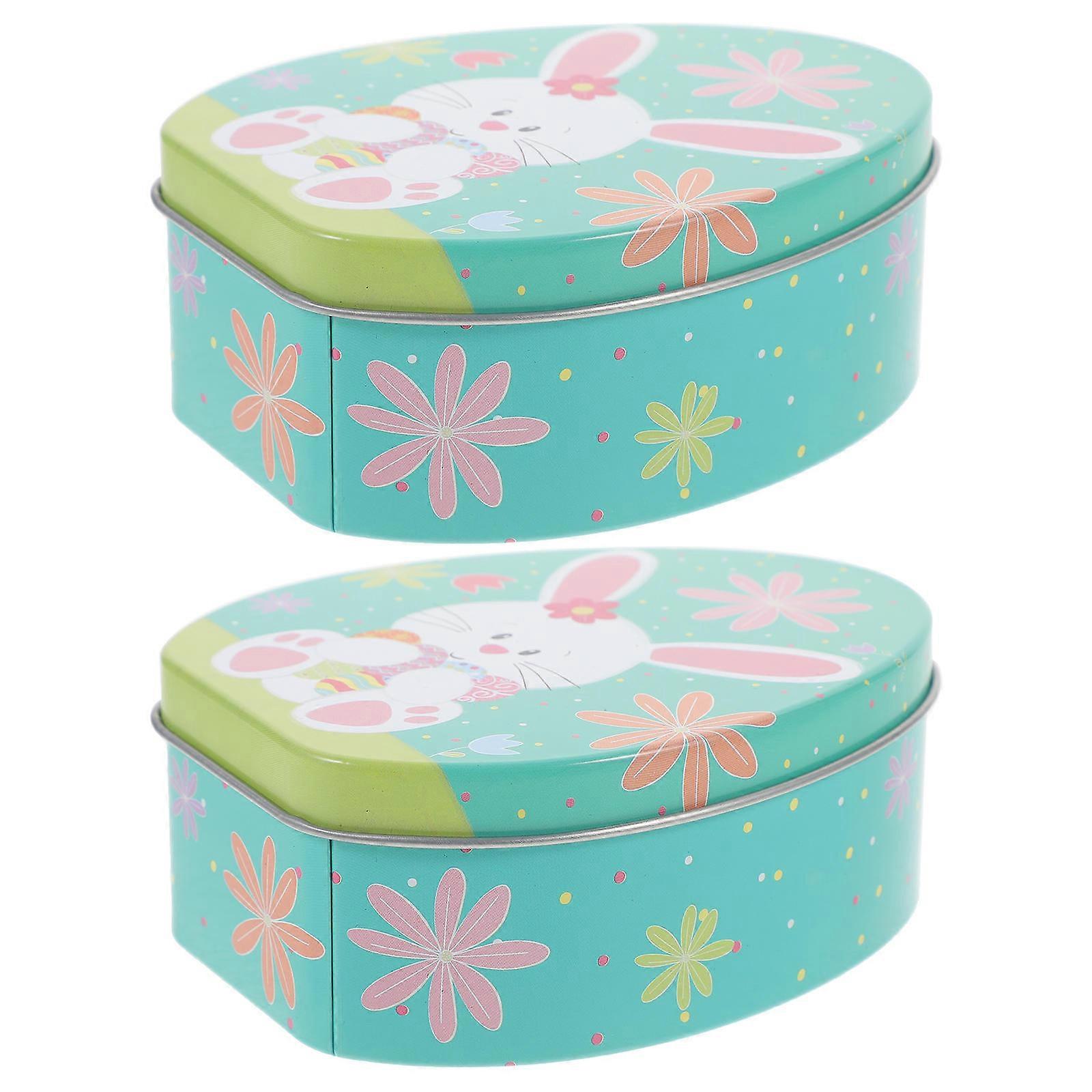 2pcs Egg Shaped Box Easter Egg Shape Candy Box Biscuit Storage Box Easter Cookie Box