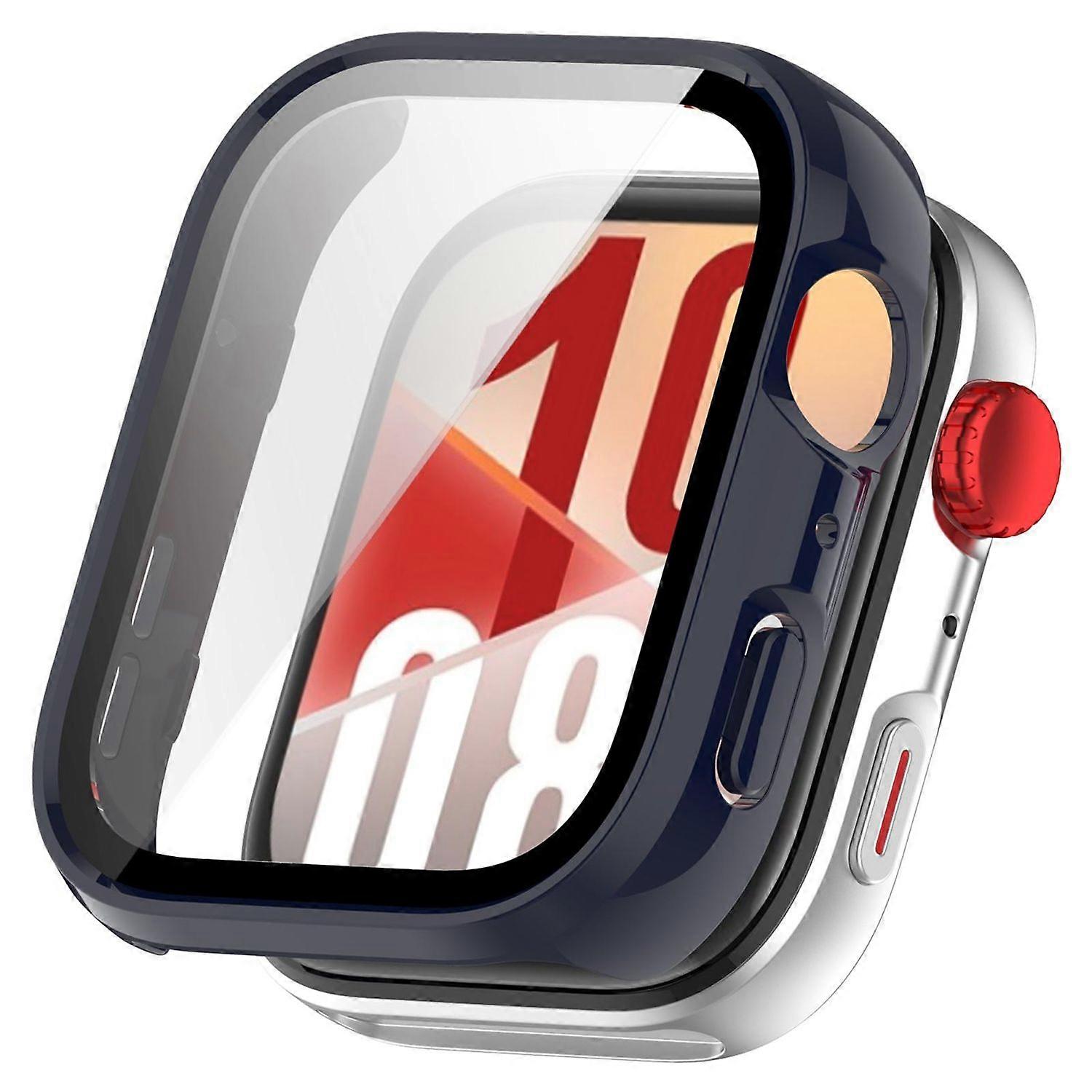 For Huawei Watch Fit 4 Pro Plastic Watch Case + Tempered 9H Hard Glass Dark Blue
