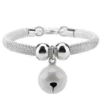 Japanese Style Pet Nylon Bell Collar with Extension Chain (White)