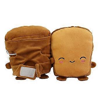 Carino Toast Scaldamani Invernali Guanti usb riscaldati senza dita per la digitazione, peluche termico Interno Senza guanti per le dita Guanti per laptop Guanti più caldi Telefono / comp indossabili