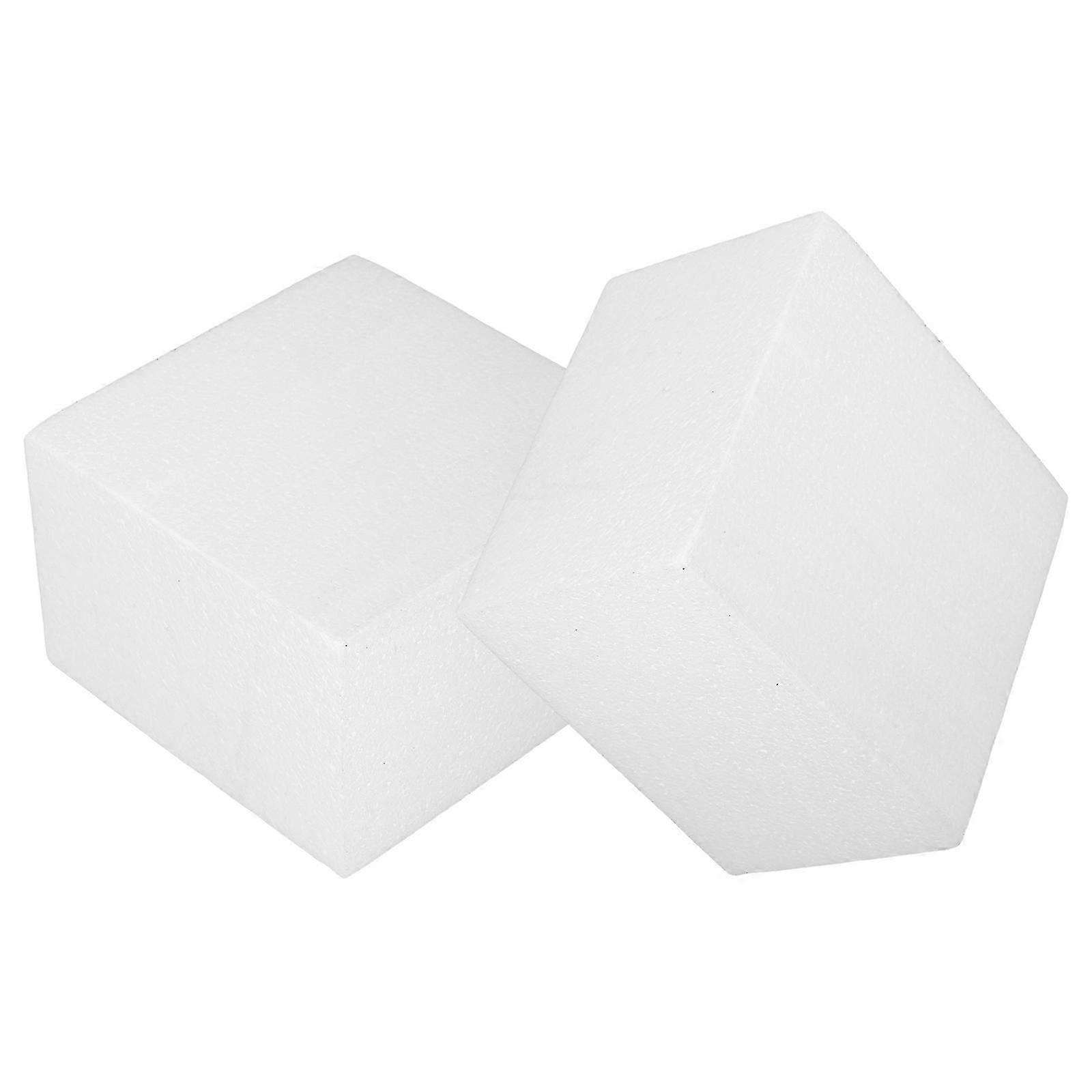 2Pcs Foam Block for Cake Model Craft Practice White Rectangular Shape