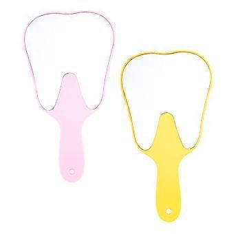 Portable Makeup Mirror Handheld Tooth Shaped for Make Ups 2Pcs Plastic