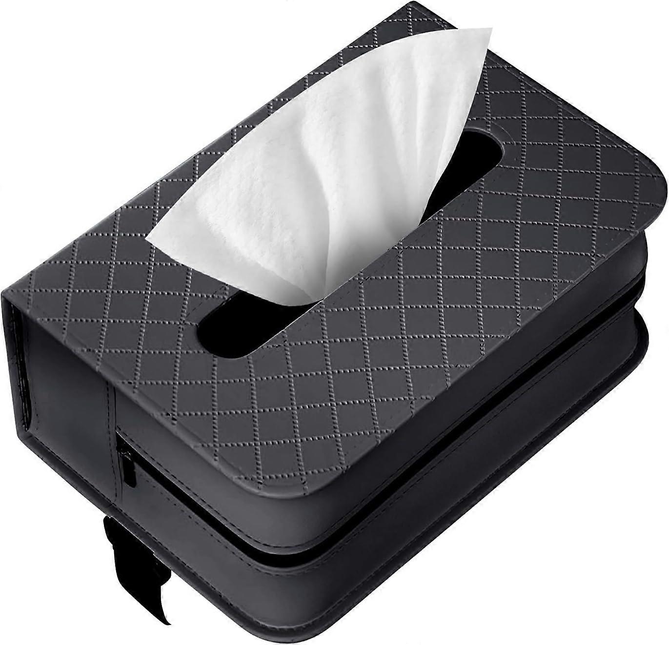 Car tissue holder - Large rectangular synthetic leather tissue box for