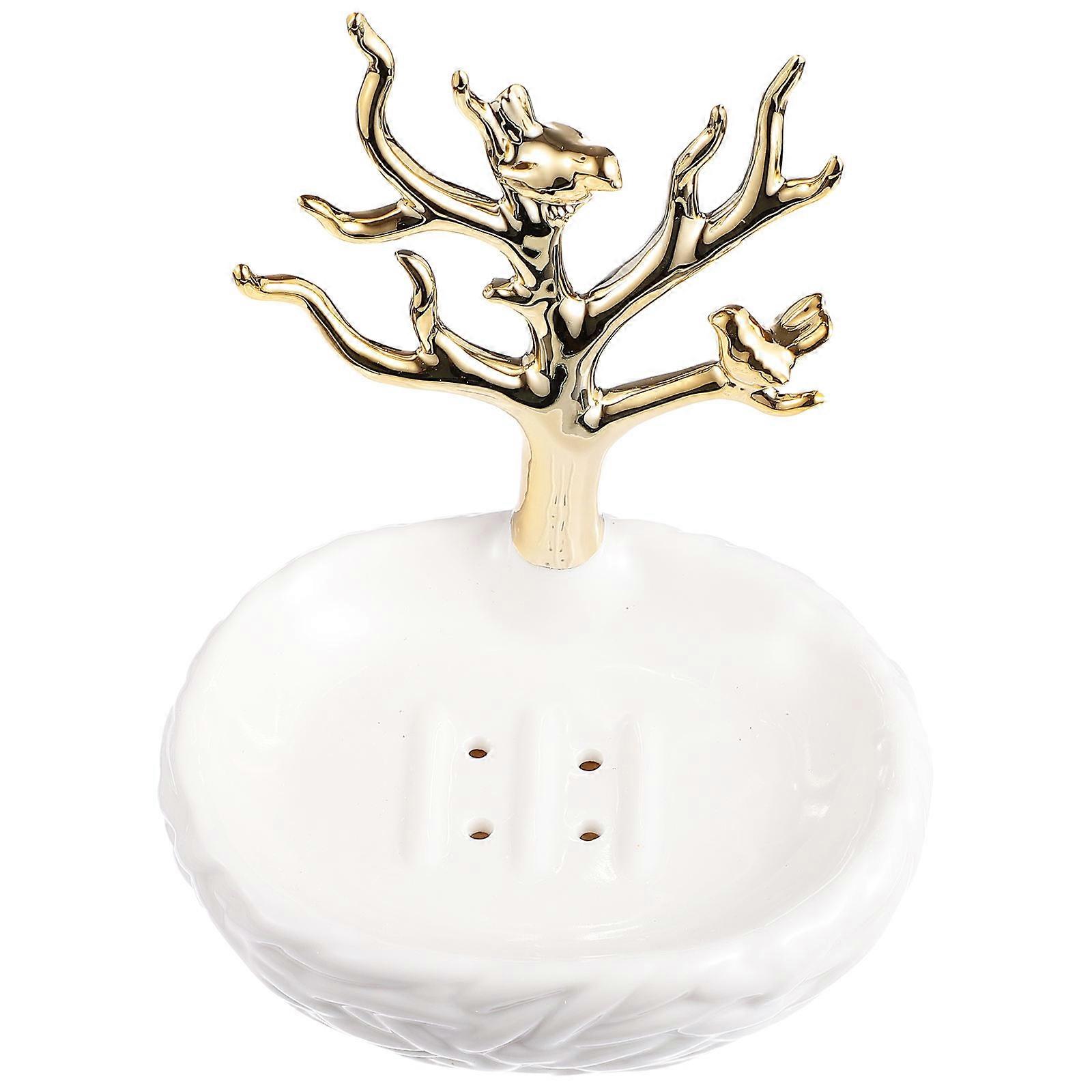 Ceramic Soap Holder for Bathroom with Draining Function 2Pcs