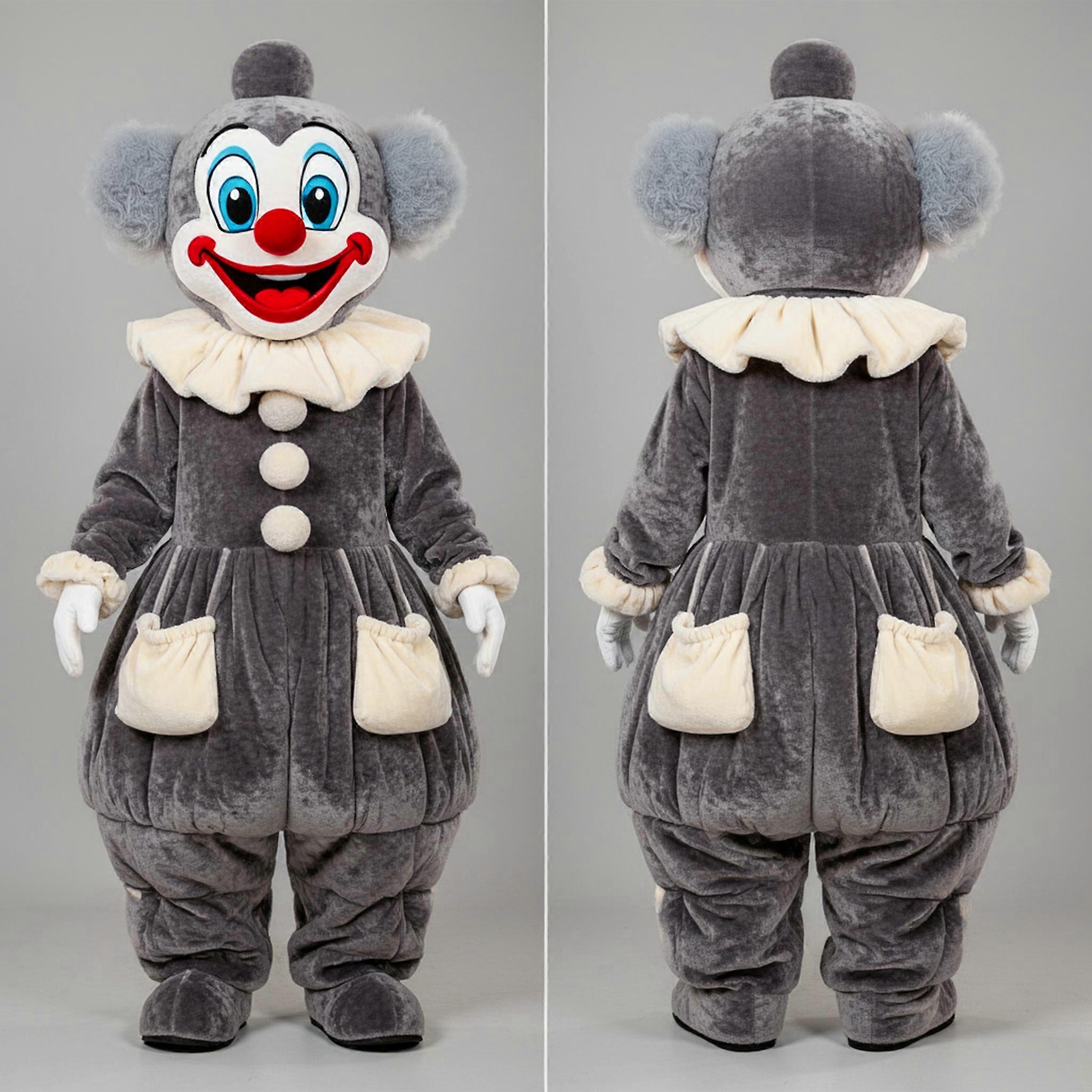 MASTICOT Charcoal Gray Pleated Clown Mascot