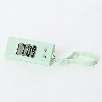 Draagbare elektronische klok met sleutelhanger, mini elektronisch ovaal horloge om op te hangen, digitale tijd- en datumweergave, ideaal voor studenten.