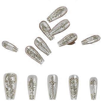 Ready-to-wear Handmade Press-on Nails, Luxurious Vintage Cat's Eye, Medium Ballet Shape, Everyday Manicure