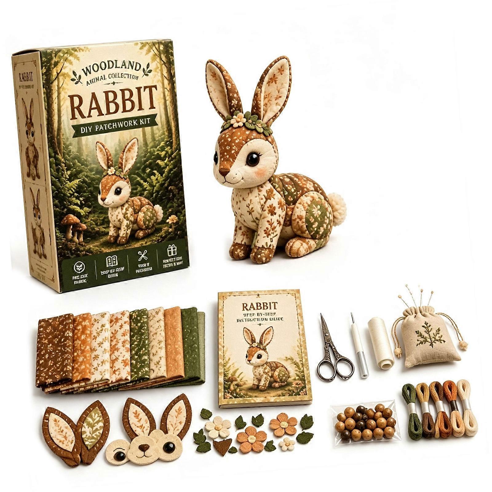 Animal Patchwork Making Set with Felt Fabric, Step-by-Step Instructions for DIY Sewing Creative Patchwork Craft Multicolor