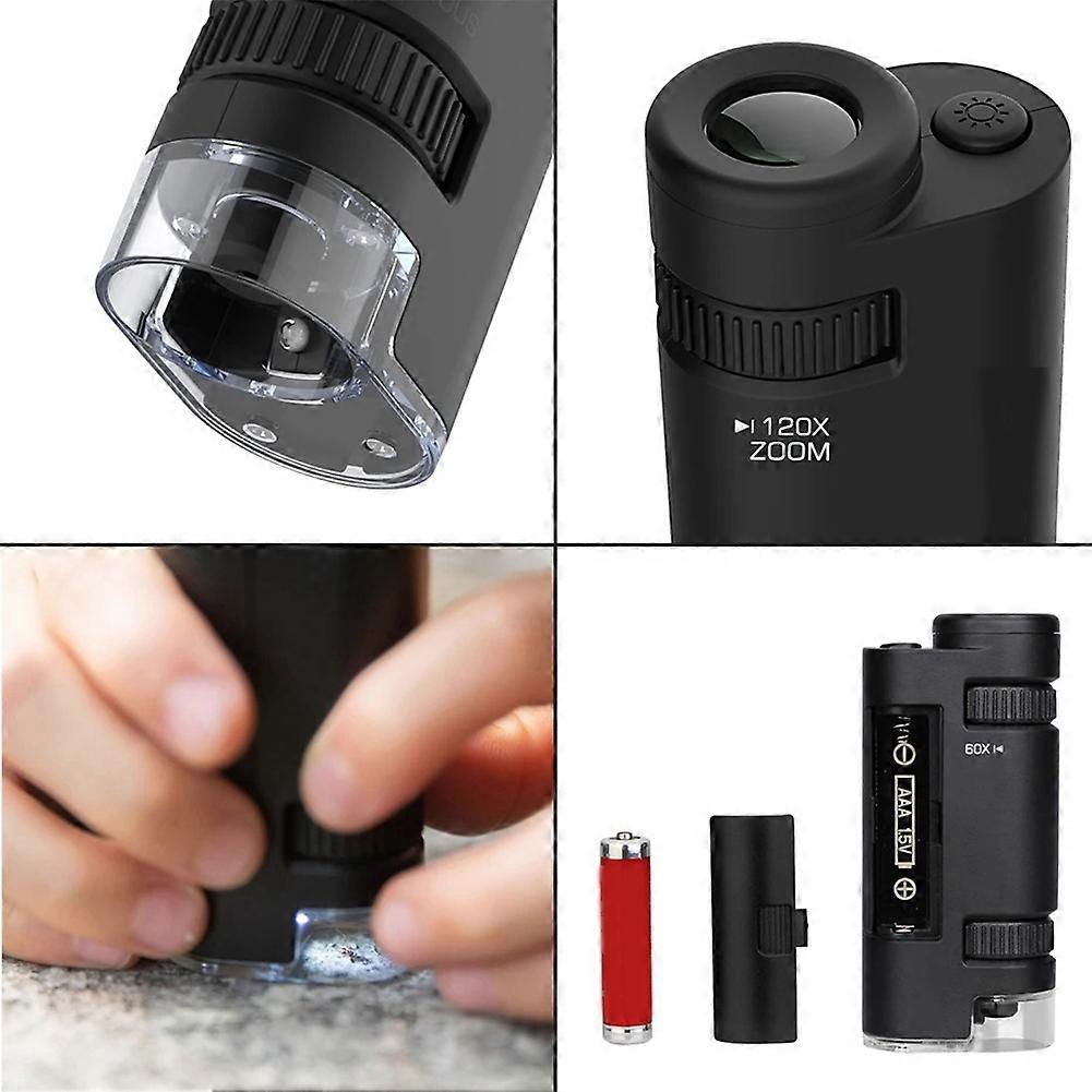 Pocket Digital Microscope 60x-120x with AAA Battery, Compact Microscope for Student Science Learning