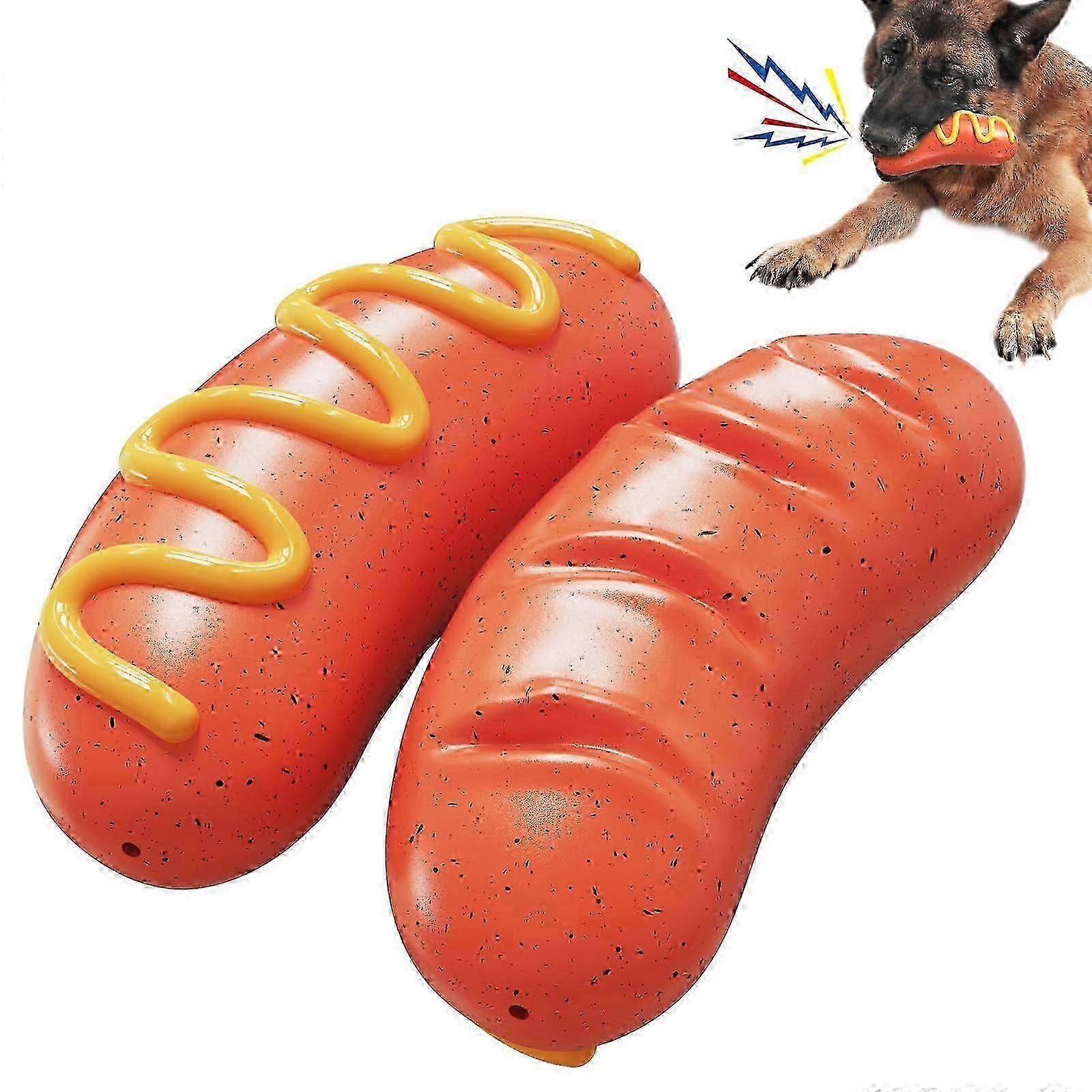 Hot Dog Squeaky Chew Toy TPR Durable