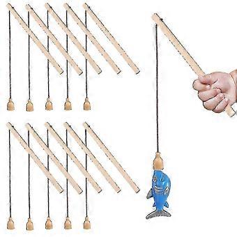 Magnetic Fishing Rods 12 Pcs Wood For Kindergarten Toddlers Kids QH
