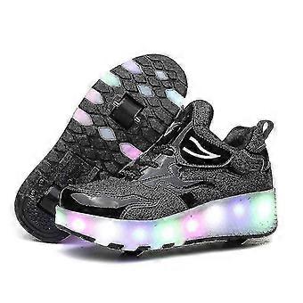 Lights Up Wheel Roller Skate Shoes Boys Girls Technical Skateboarding Shoe Double Wheels USB Charging Flashing LED