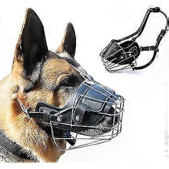 Heavy Duty Leather Dog Muzzle for Large Breeds with Adjustable Fit and Comfort Padding