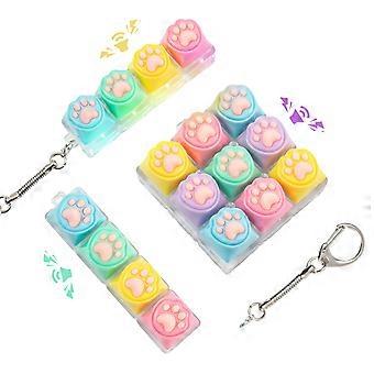 3 Pcs Keyboard Fidget Keychain with Light Up Cat Paw Buttons, Tactile Click Feedback for Adults