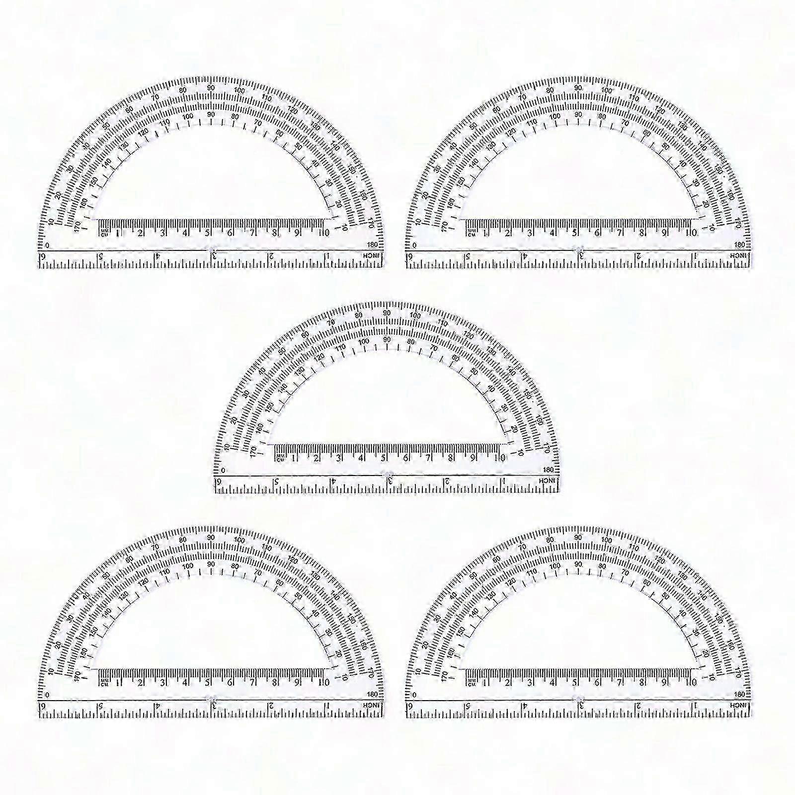 5x Protractors 180 Degree Clear for Students