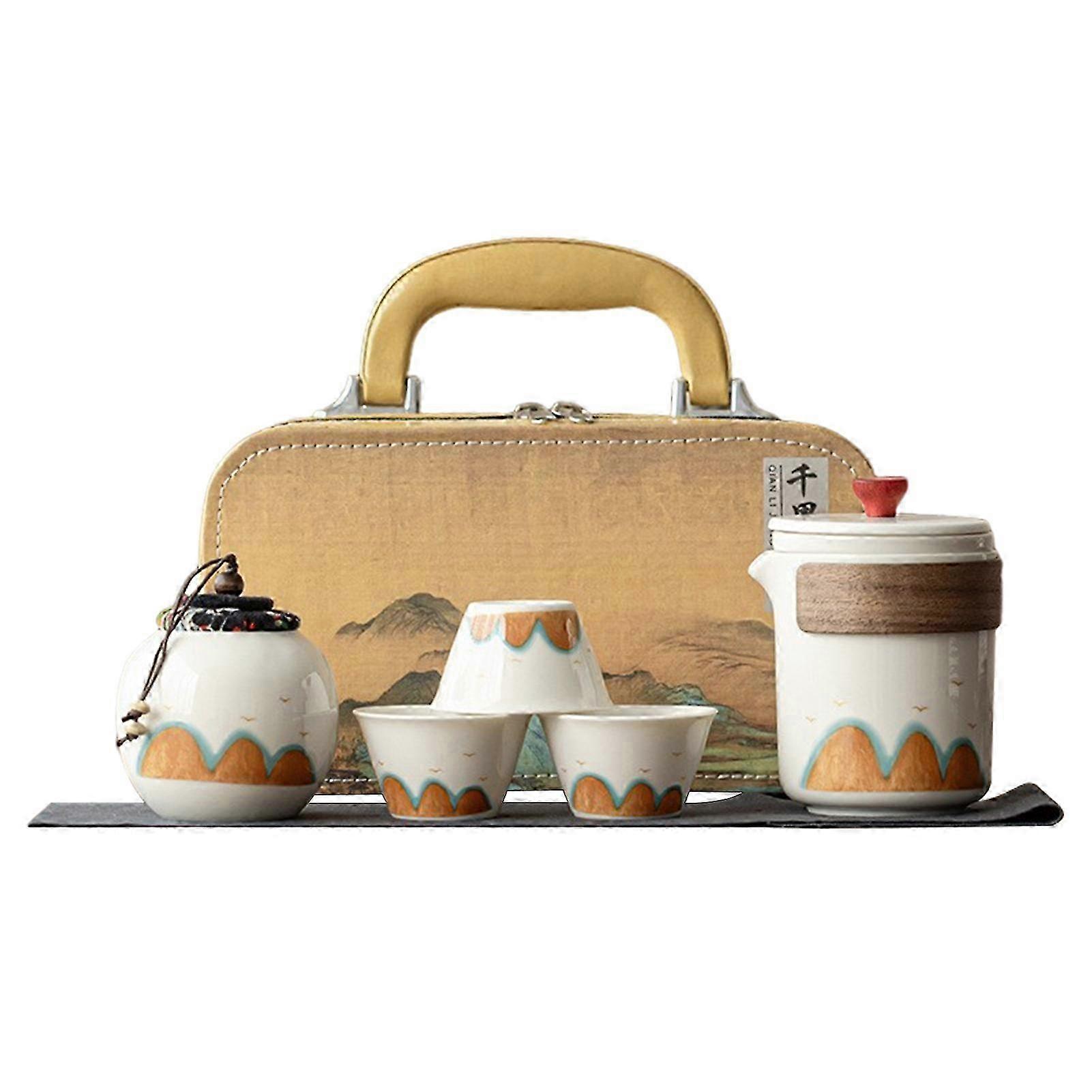 Compact Ceramic Gaiwan Tea Set