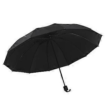 Super Large Foldable Umbrella Black Sun Protection Reinforced 12 Bone Sturdy for Three Men and Women Manually Open B-JNNJV