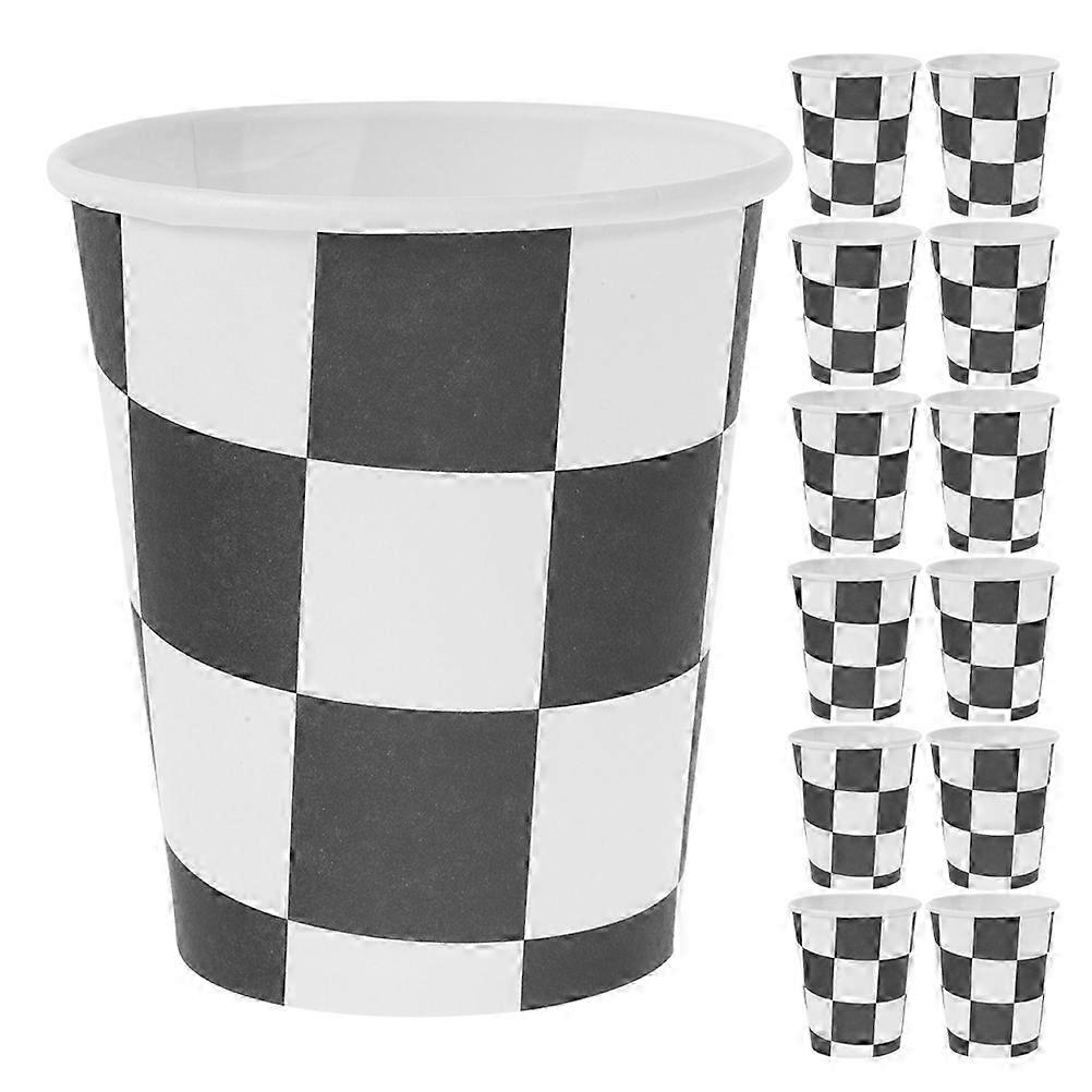Checkered Paper Cups compatible with Party Beverage Serving 80Pcs Racing Theme Design