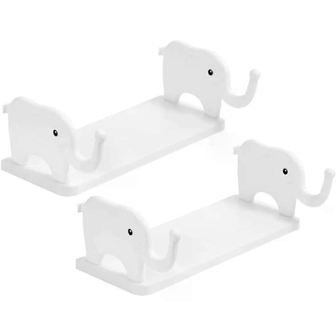 Wall Mounted Adhesive Storage Shelf Rack 2 Piece White PP