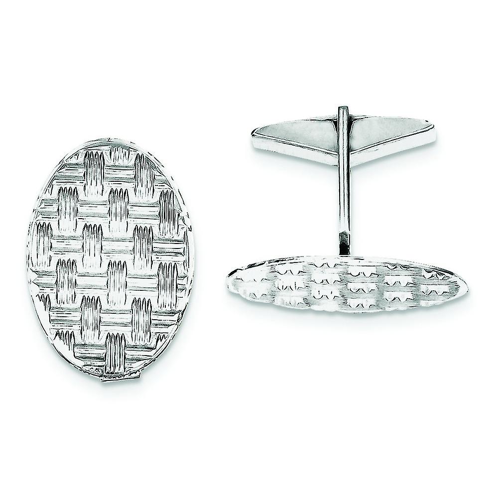 925 Sterling Silver Solid Textured Polished Cuff Links 22x15mm Wide-Cuff Link for Men - 9.0 Grams