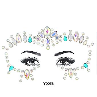 Veeki 1PCS Leuchtende Gesichtsjuwelen Kristall Glitzer Aufkleber, Make-up Grün Halloween Regenbogen Tränen leuchten in dunklen Rave-Accessoires