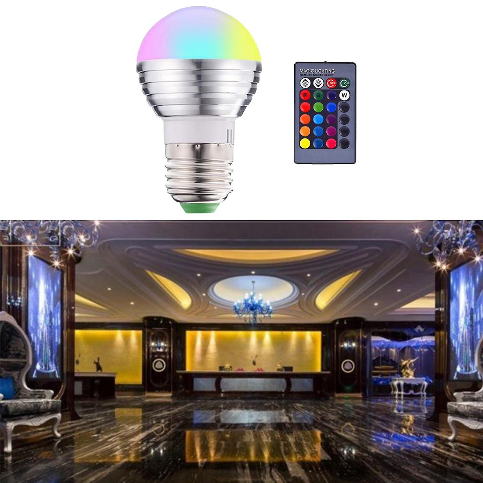 16 COLOUR CHANGING RGB LED LIGHT BULB LAMP WITH IR REMOTE CONTROL 3W E27