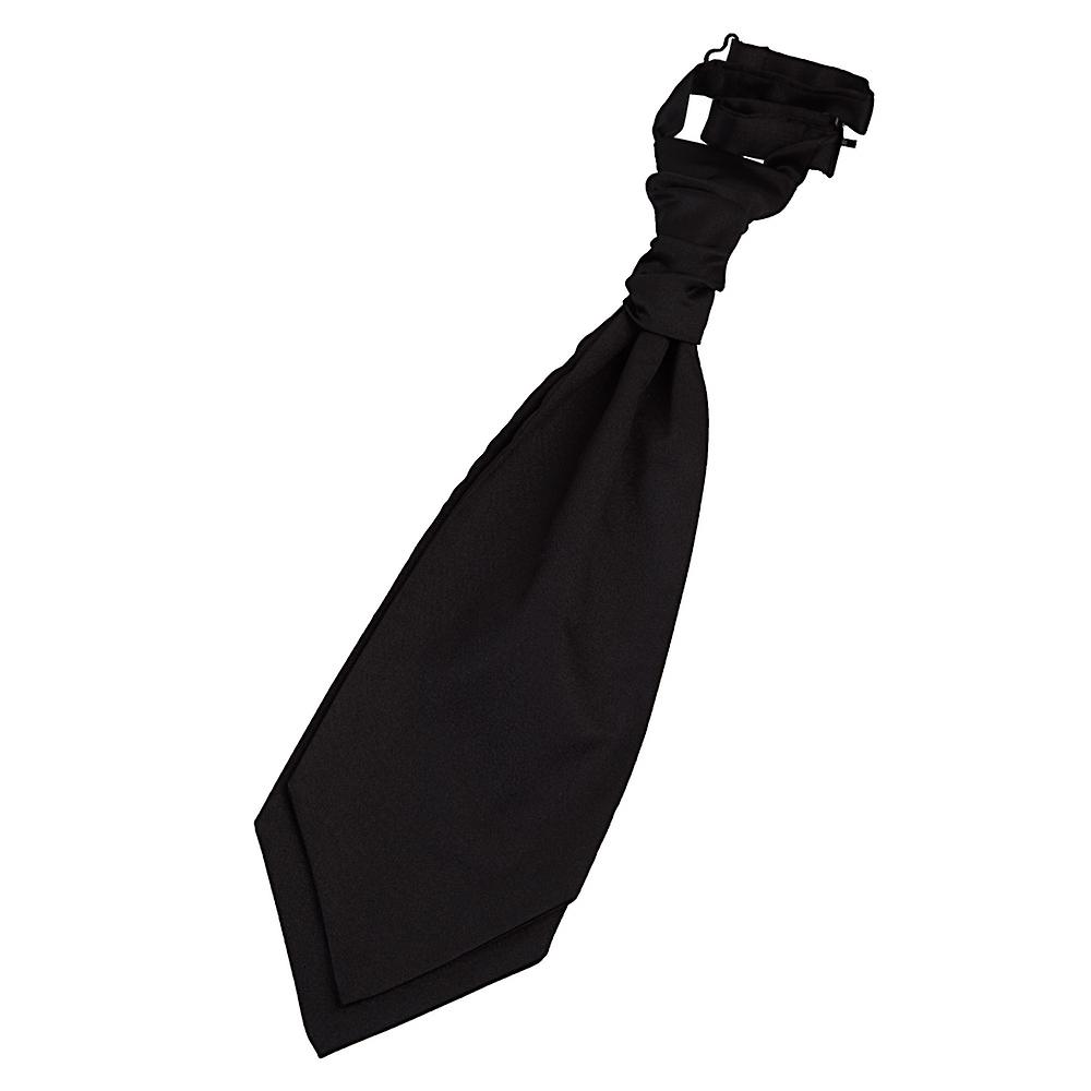Black Plain Satin Pre-Tied Wedding Cravat