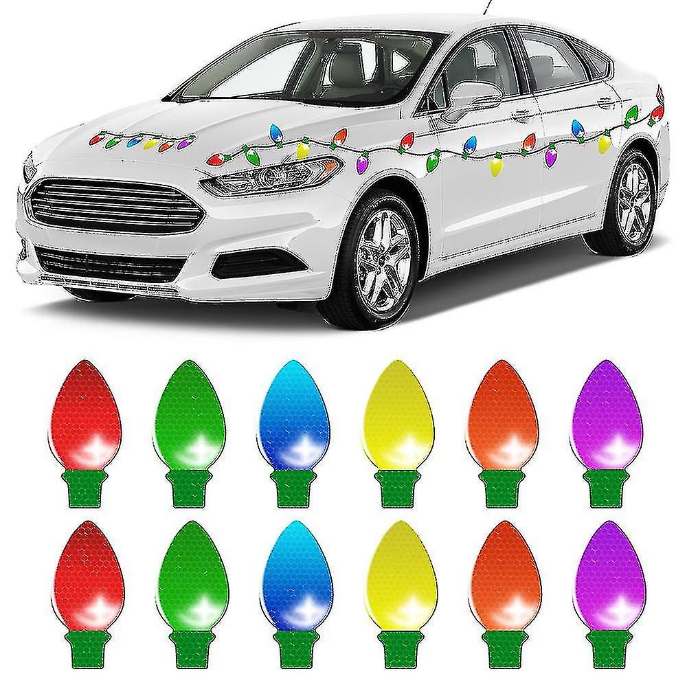 Christmas Reflective Car Magnets Set Colorful Bulb Light Magnets
