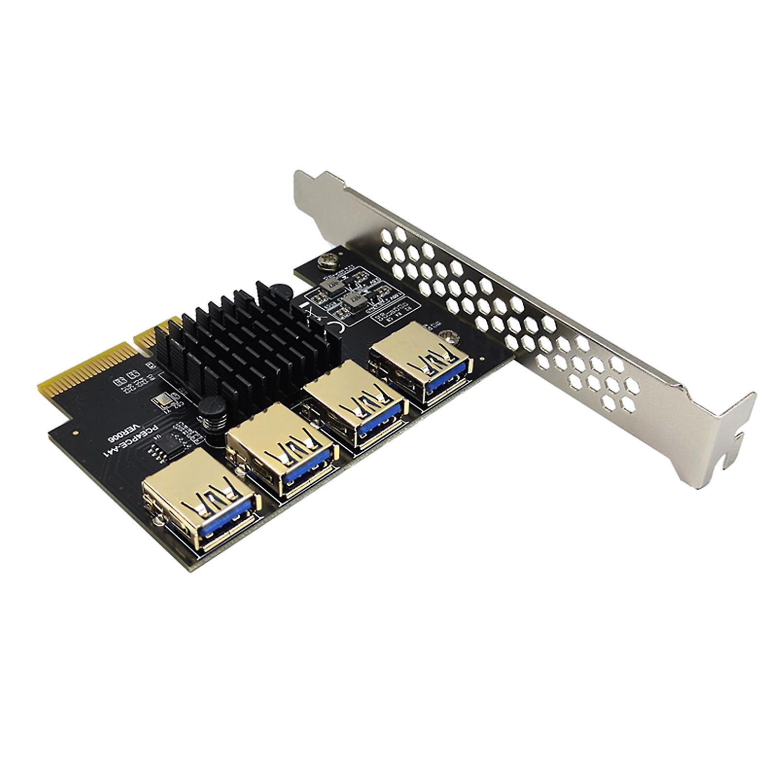 Placa Riser PCI-Express PCI-E 4X para 4 USB3.0 PCI-e Adaptador Externo 16X