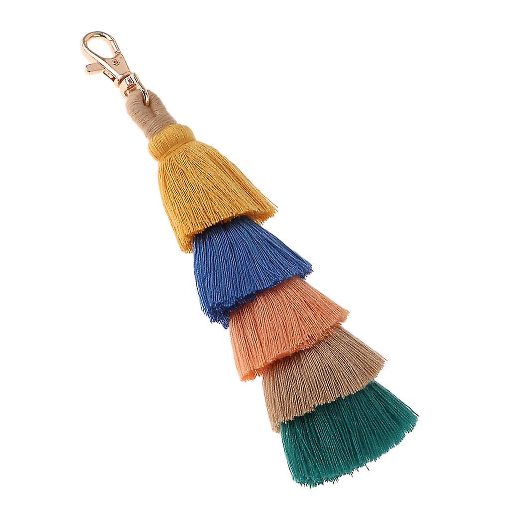 Stylish Hand Made Colorful Bohemian Pom Pom Tassel Bag Charm Keychain