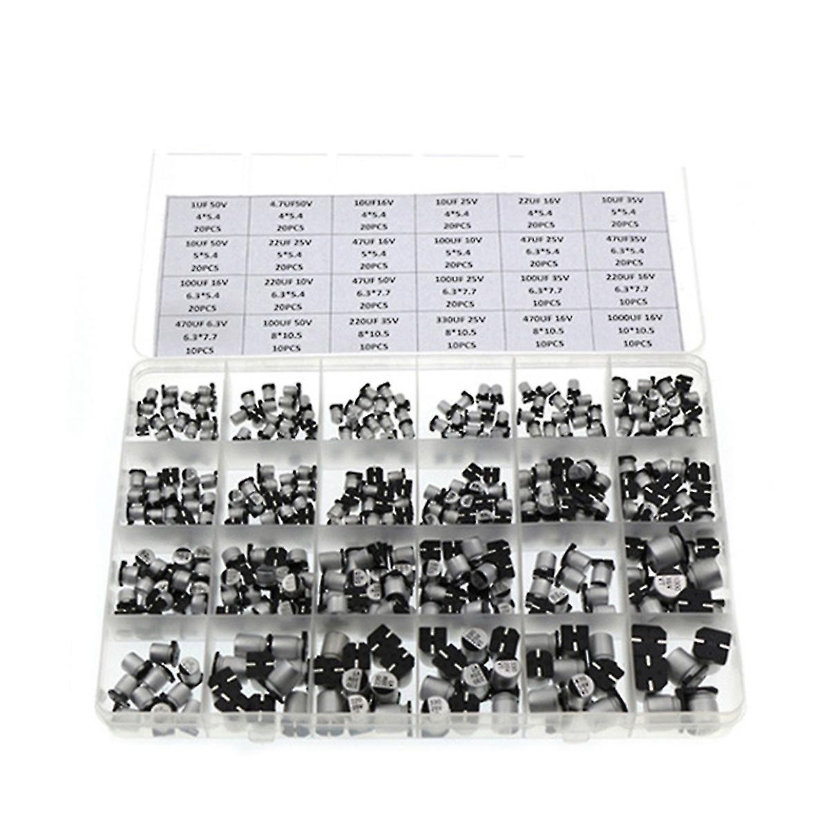 400pcs 24 Specifications 1uf-1000uf Smd Aluminum Electrolytic Capacitor Box Kit