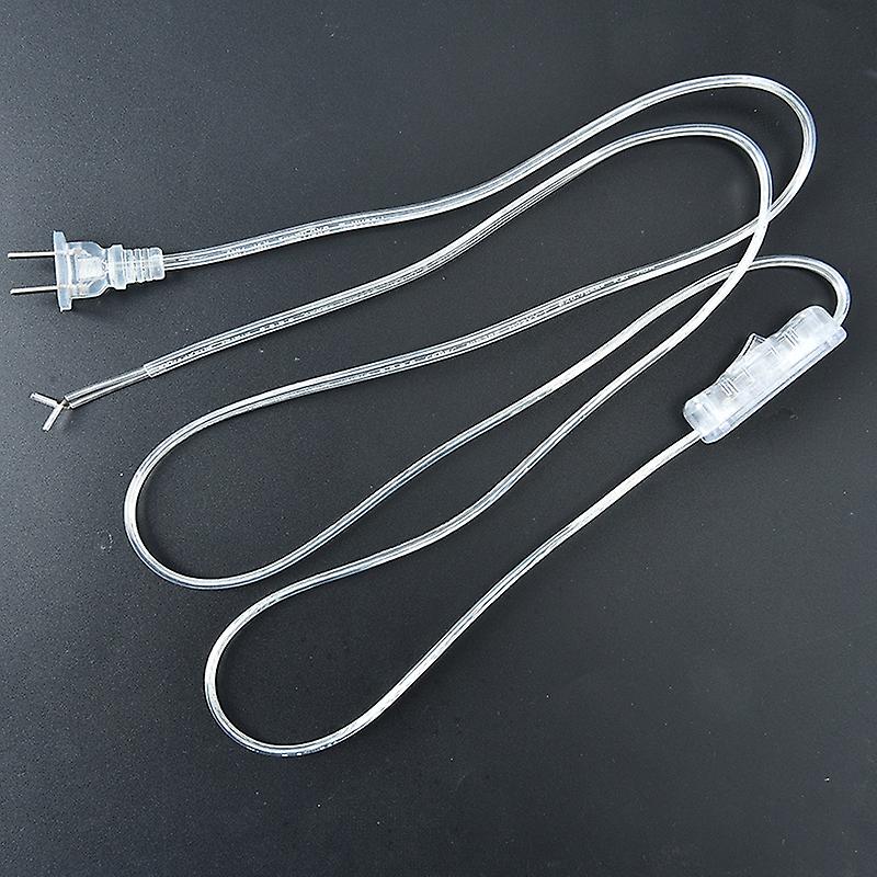 1.8m on off switch power cord for led lamp us plug transparent extension cable