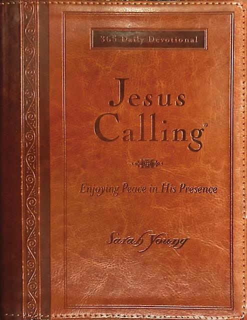 Jesus Calling Large Text Brown Leathersoft With Full Scriptures by Sarah Young Paperback Book
