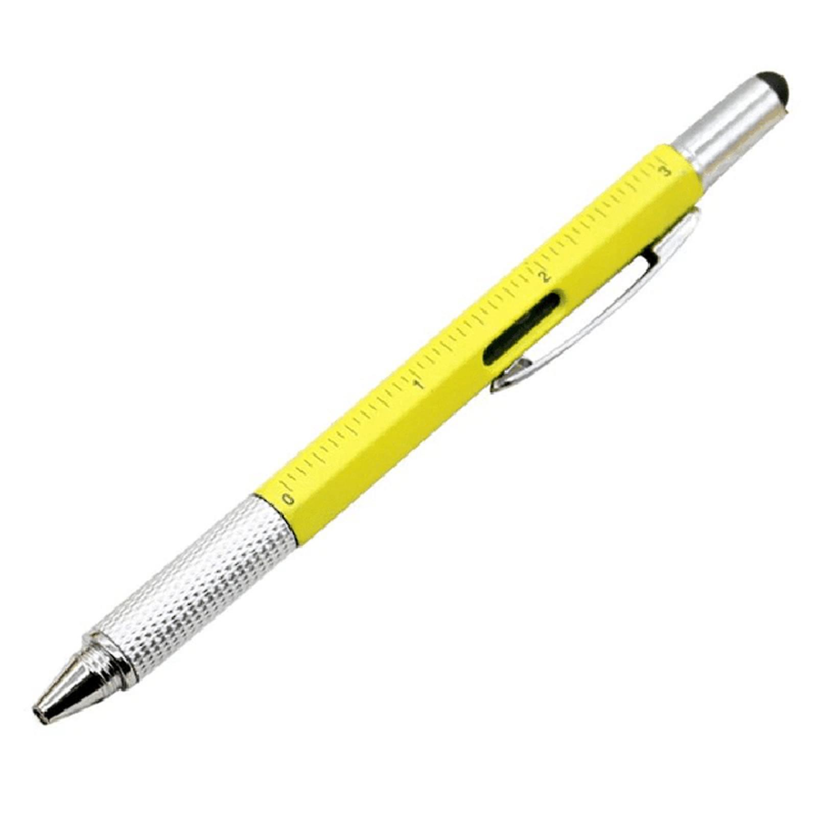6 in 1 Multi-functional Stylus Pen with Black/Blue Refill Tool Tech Ballpoint Pen with Clip Smooth