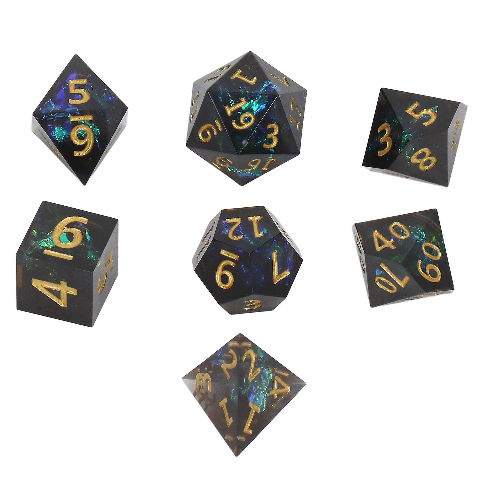 Golden Polyhedral Dice Set - 7pcs for RPGs and Board Games
