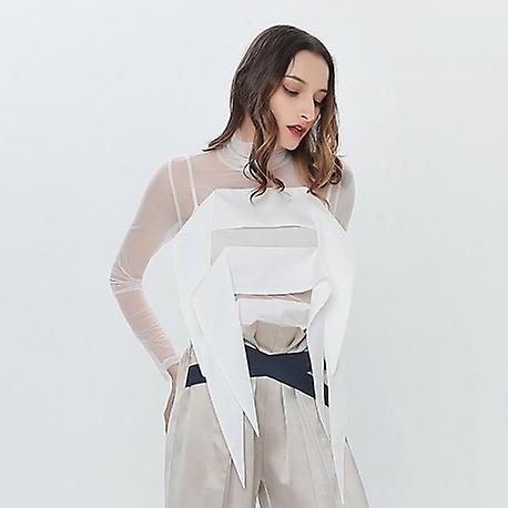 Ruffles Patchwork Turtleneck Long Sleeve Top