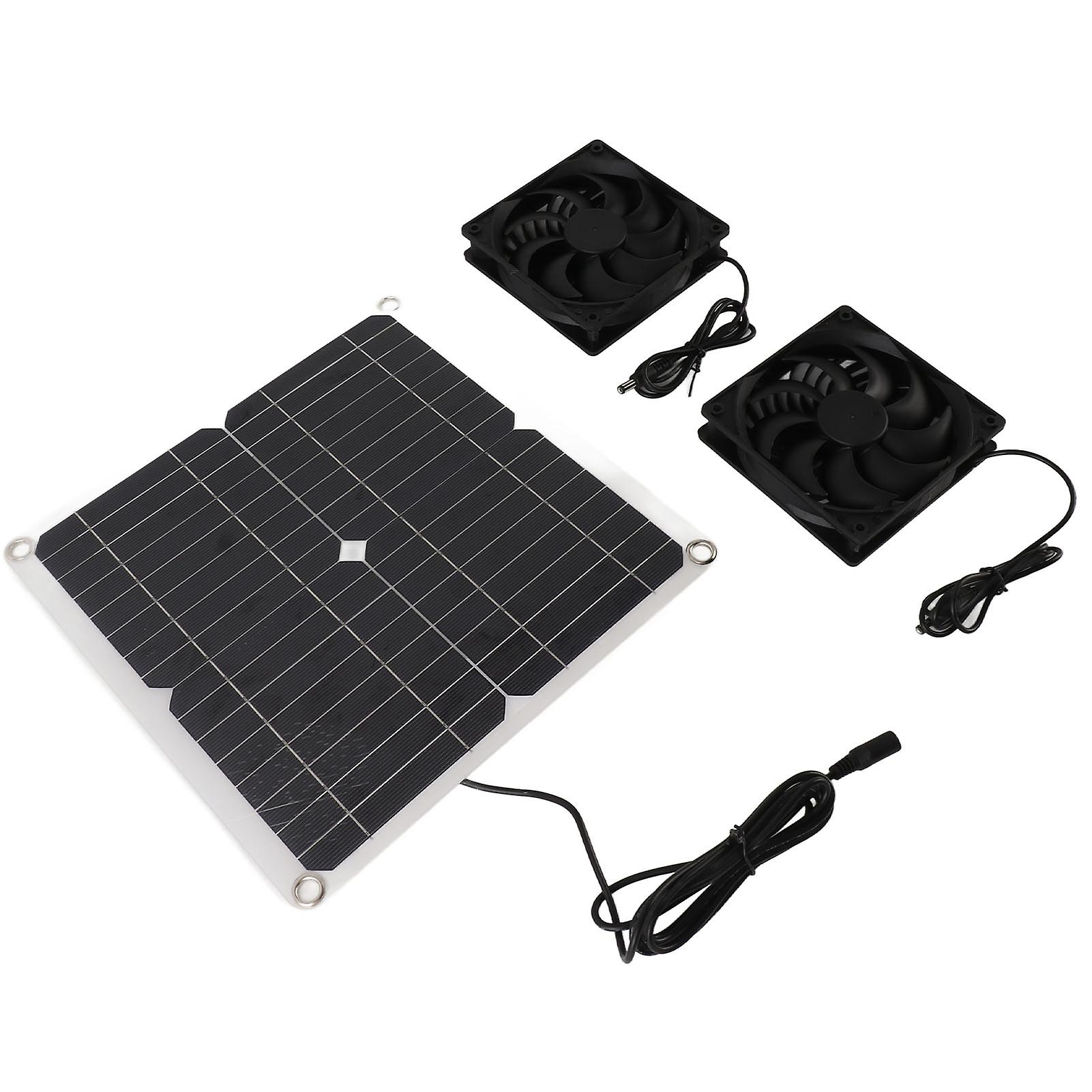 12W 12V Solar Panel Dual Fan Kit 28x28.5cm Efficient Cooling