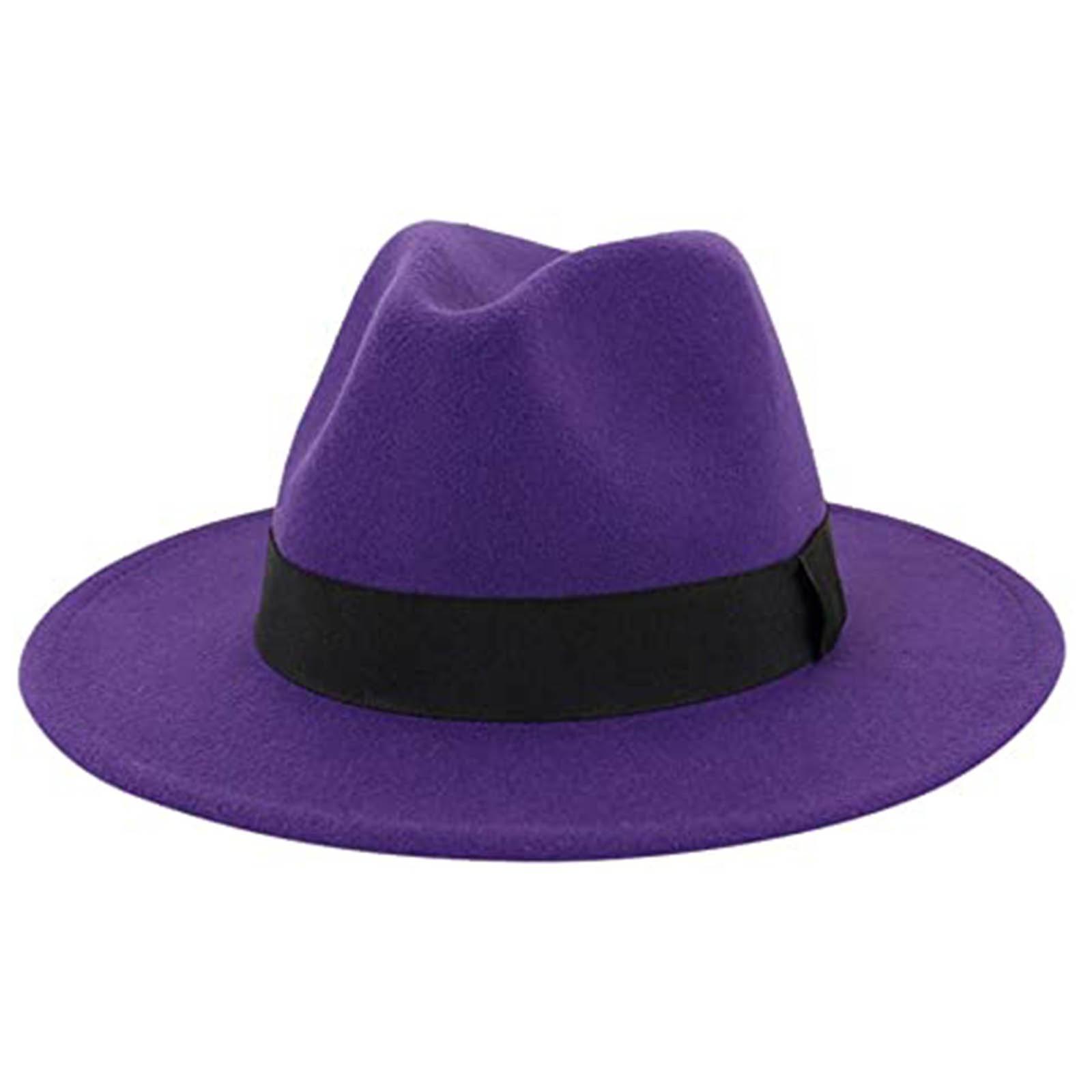 Women's Stylish Top Hat Crushable Wool Felt Outback Hat British Style Headgear Wide Brim Belt Cap
