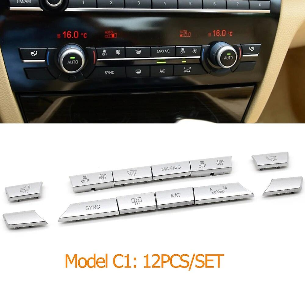 Silver Dashboard Air Conditioner Ac Buttons Cover Caps Repair Kit For BMW 5 6 7 Series X5 X6 F10 F11 F06 F12 F01 F02 F15 F16~60863