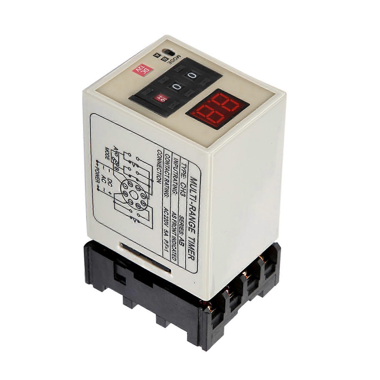 AH3-DM Dual Mode Delay Timer Relay 0.01S-99H LED Display (DC 12V)