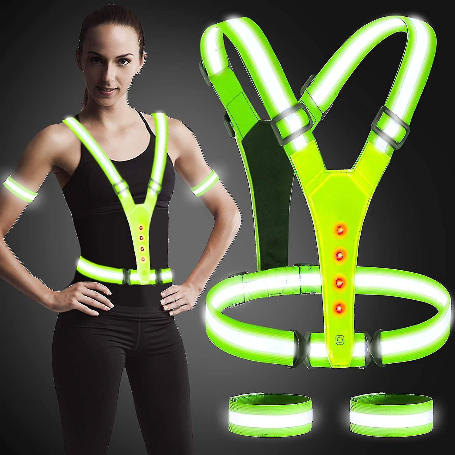 Led Reflective Vest, High Visibility Led Reflective Safety Vest Running Lights For Runners